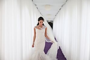 Reem Acra Ivory Lace Wedding Dress