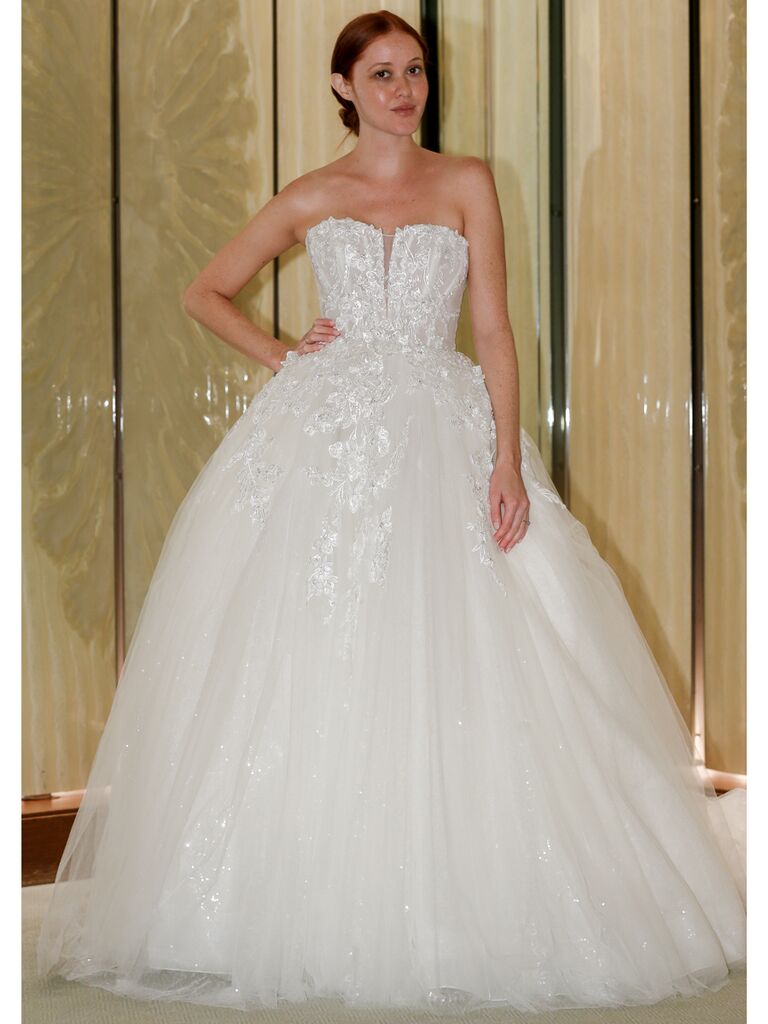 Randy Fenoli Fall 2019 Bridal Collection embroidered strapless tulle ball gown