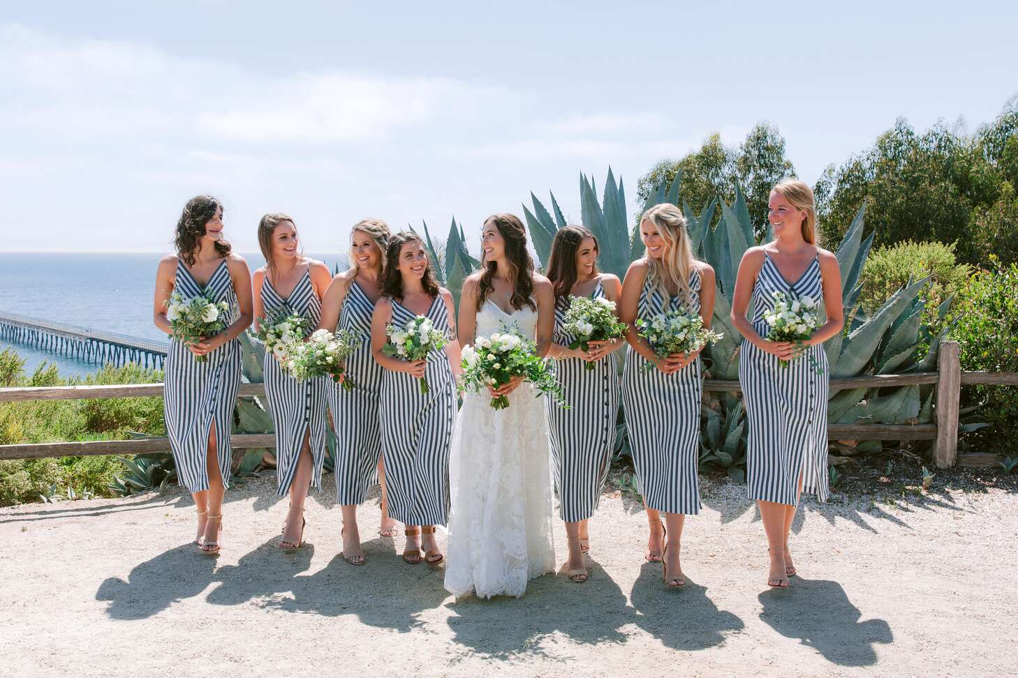 striped bridesmaid dress Naomi Striped Midi Dress main image 1