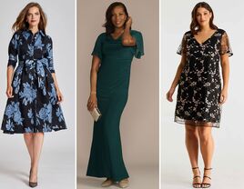 Three formal and modern mother-of-the-bride dresses for spring 2023.