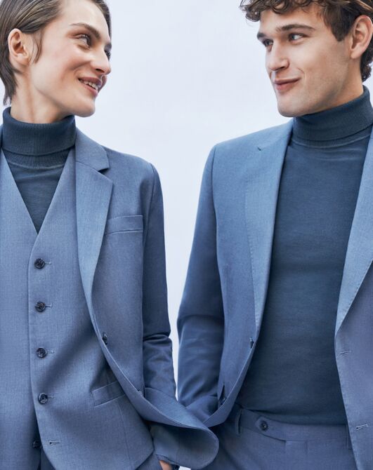 Suit Shop Men's Light Blue Suit Tuxedo - 5