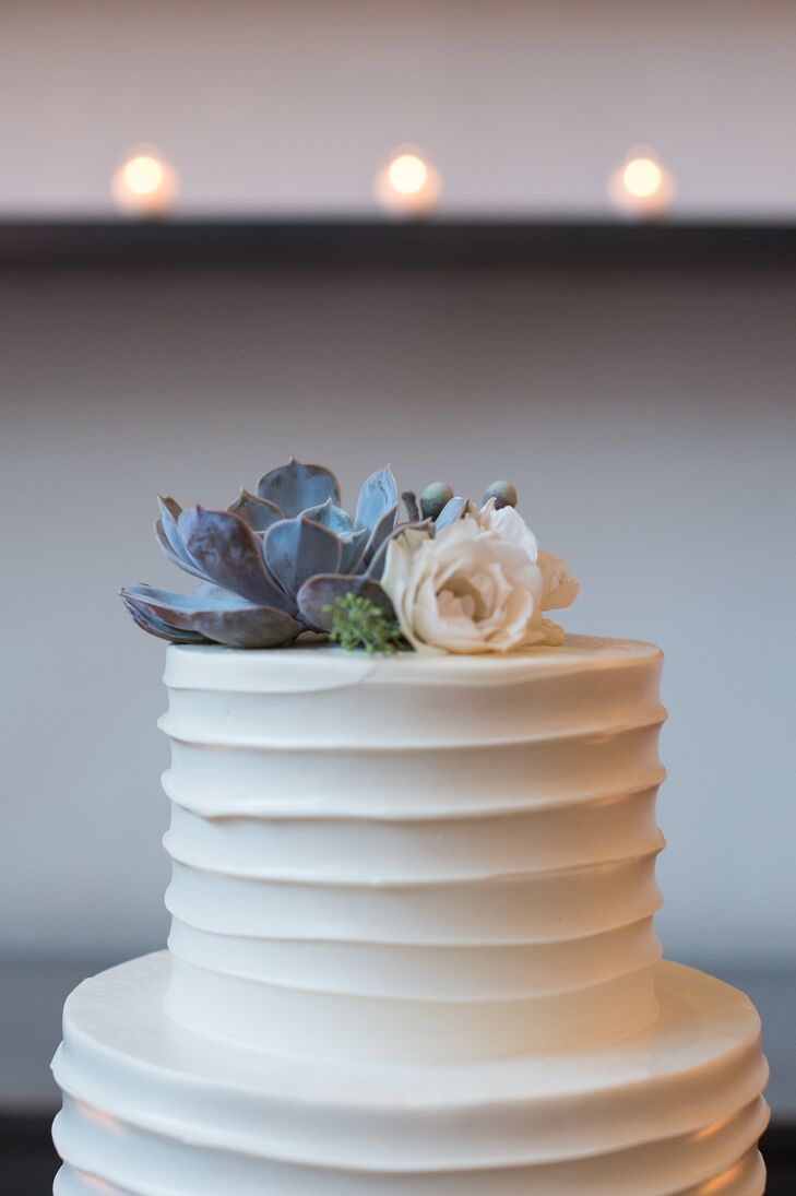 The couple served two cakes during their reception -- a red velvet with cream cheese frosting and a classic chocolate cake topped with old-fashioned buttercream and salted caramel.