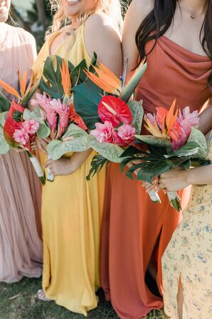 Bridesmaid Bouquets With Anthurium and Birds of Paradise