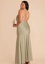 Birdy Grey Stephanie Matte Satin Dress in Moss Green Halter Bridesmaid Dress - thumbnail - 5