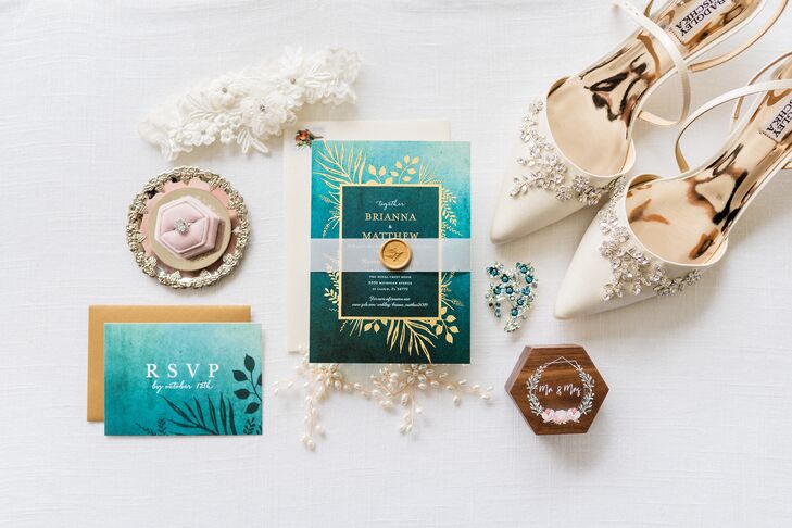 Teal Invitations for Wedding at the Royal Crest Room in St. Cloud, Florida