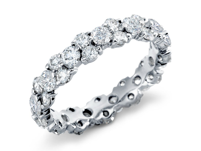 Round diamond cluster eternity ring