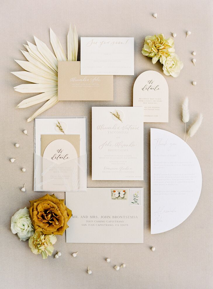 Boho Custom Wedding Invitation With Neutral Color Palette