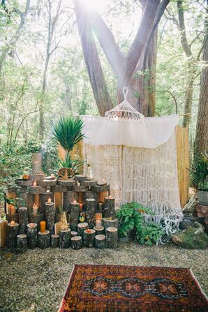 Macrame Ceremony Altar with Eclectic Décor