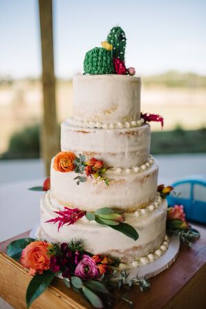 Cactus-Topped Naked Cake