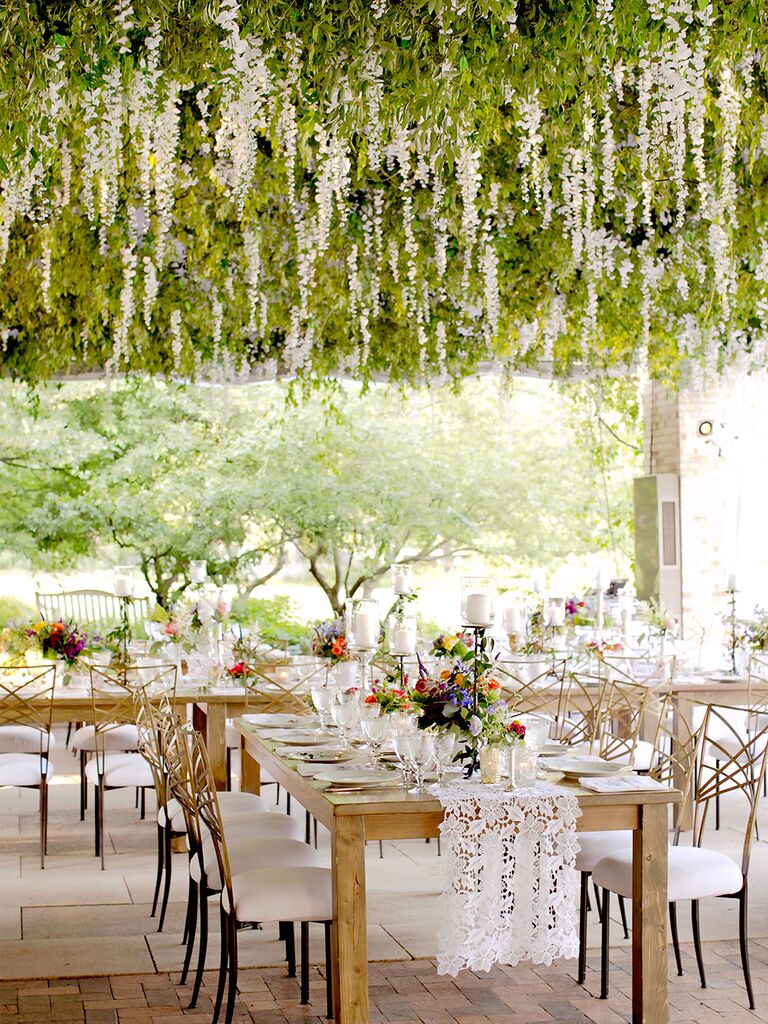 Hanging floral wedding canopy