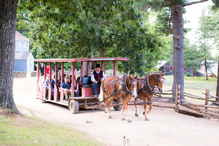 The horse-carry-all transported guests from the entrance of the ceremony to the cocktail hour and reception.