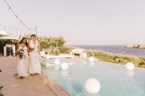 Brides Beside Pool During Wedding in Algarve, Portugal