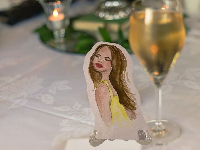 Custom painted portraits to be used as table settings. 