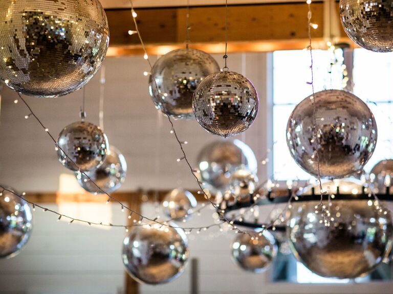 Disco-themed maximalist wedding decor