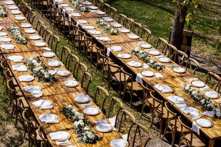 Long Dining Tables at Outdoor Wedding Reception