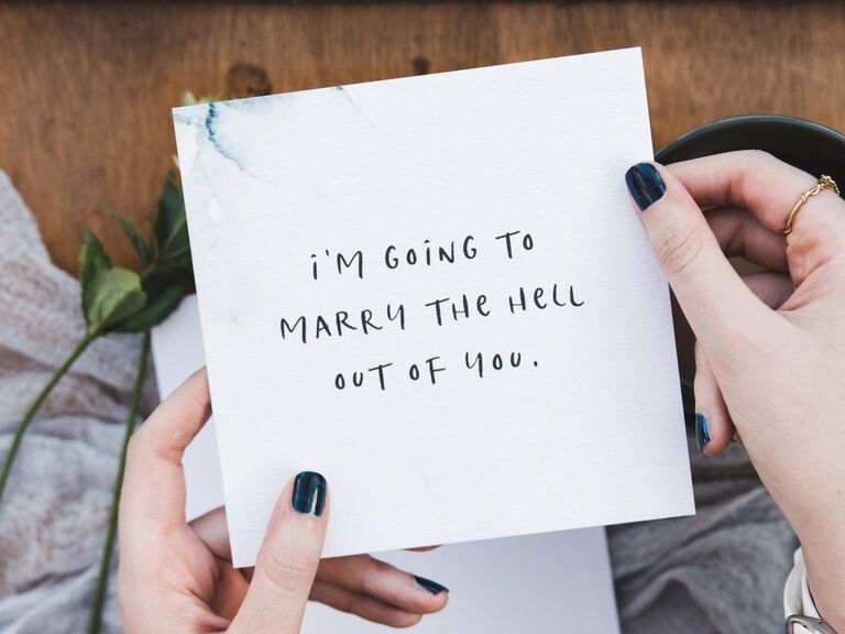 Funny I'm Going to Marry the Hell Out of You wedding card gift for wife