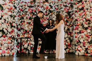 Ceremony Flower Wall of Roses and Carnations