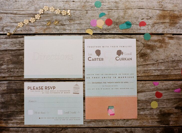Natural colors and fun fonts gave the invites plenty of personality, while colorful confetti inside added an extra wow factor.