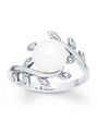 Kay Jewelers Cultured Pearl Ring Lab-Created White Sapphires Sterling Silver Wedding Rings photo - thumbnail - 1
