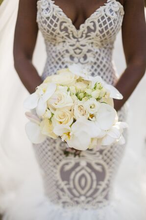 Classic White Rose and Orchid Bouquet