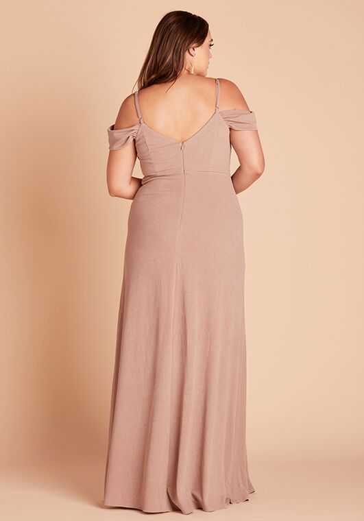 Birdy Grey Dev Crepe Dress Curve in Taupe V-Neck Bridesmaid Dress - 3
