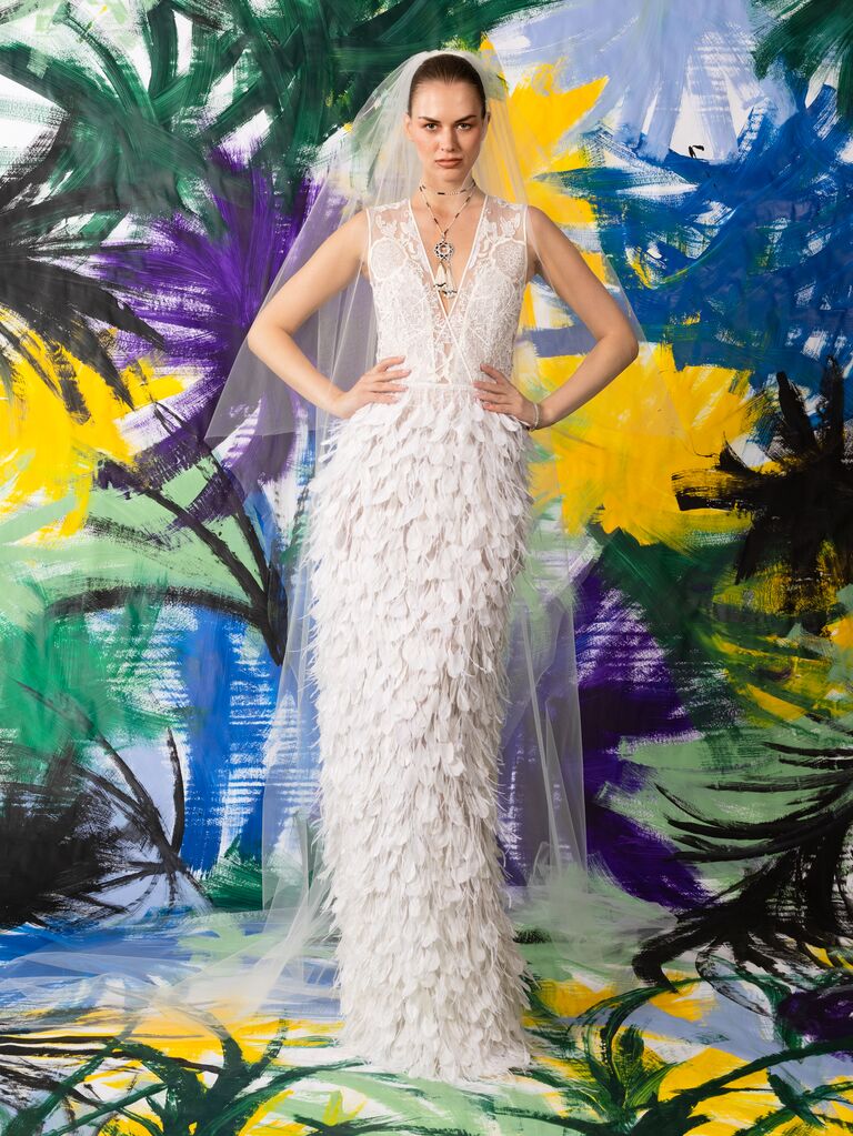 feather wedding dress