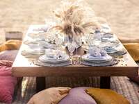bachelorette picnic setup outdoors