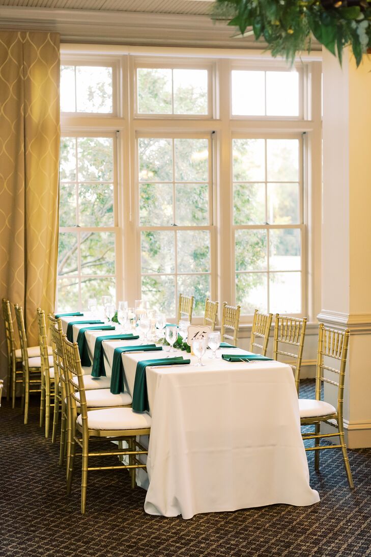 Simple Reception Table at Ballantyne Country Club Wedding in Charlotte, North Carolina