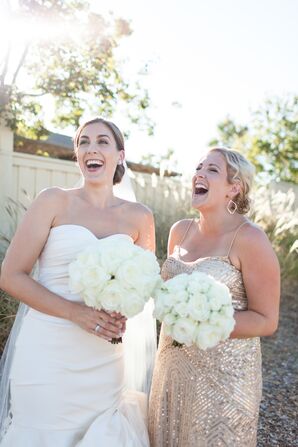 Gold Sequins Bridesmaid Dress