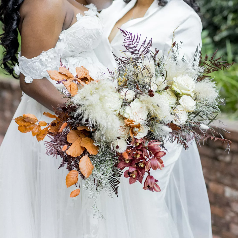 Rustic autumn wedding bouquet in fall tones