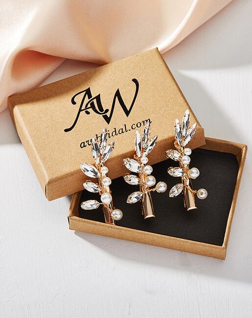 AW Bridal AW BRIDAL Wedding Hair Clip Rhinestone Bridal Hair Pieces Hair Combs for Women Pearl Wedding Hair Barrettes Wedding Hair Accessories for Brides 3pcs (Gold) Gold Pins, Combs + Clip - 5