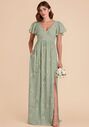 Birdy Grey Hannah Empire Chiffon Dress in Sage Le Fleur V-Neck and Plunge Bridesmaid Dress - thumbnail - 4