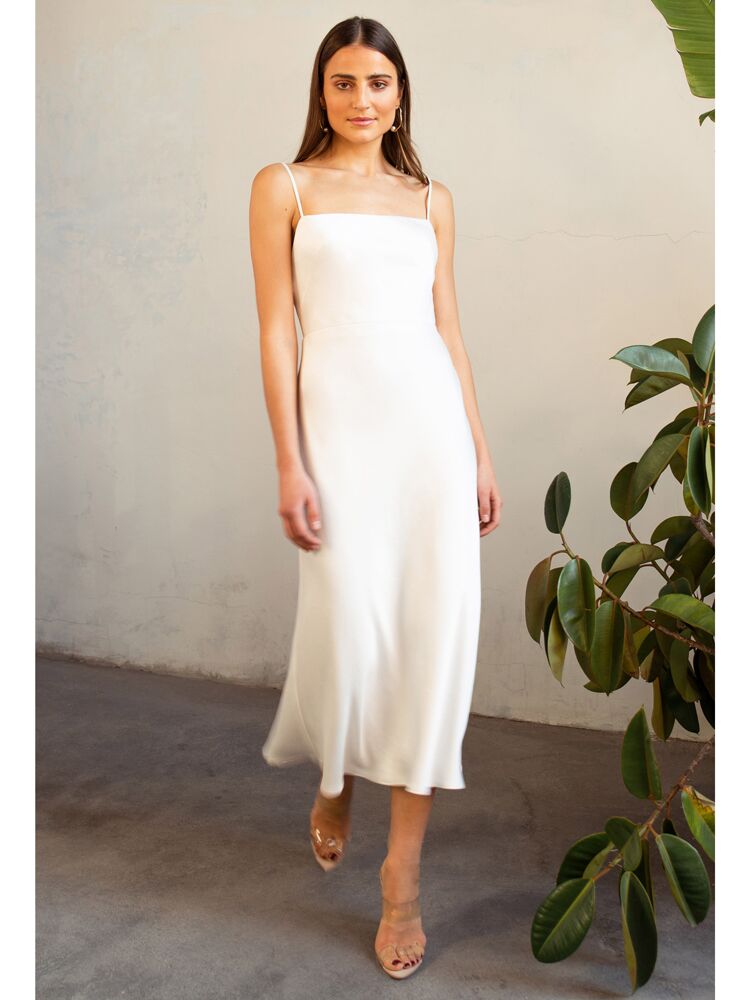 Jenny Yoo Little White Dress satin midi slip dress