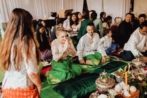 Bride and Groom During the Traditional Monk's Blessing, Khmer Wedding