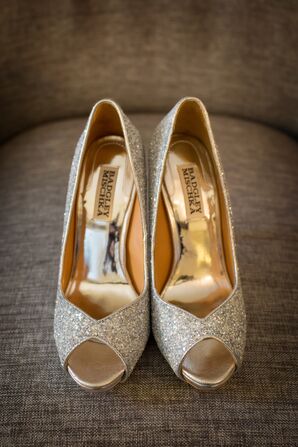 Gold Glitter Badgley Mischka Bridal Shoes