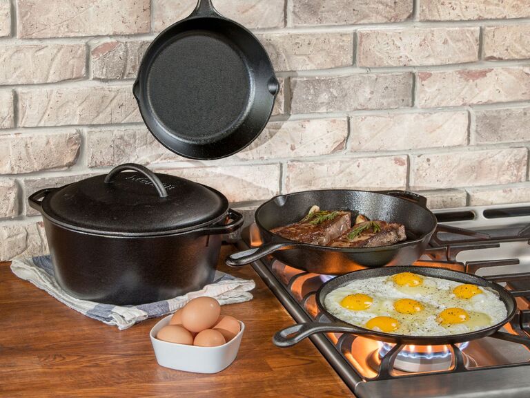 Lodge cast iron cookware in kitchen cooking food