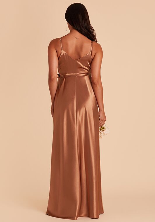 Birdy Grey Cindy Dress in Satin Rust V-Neck Bridesmaid Dress - 5