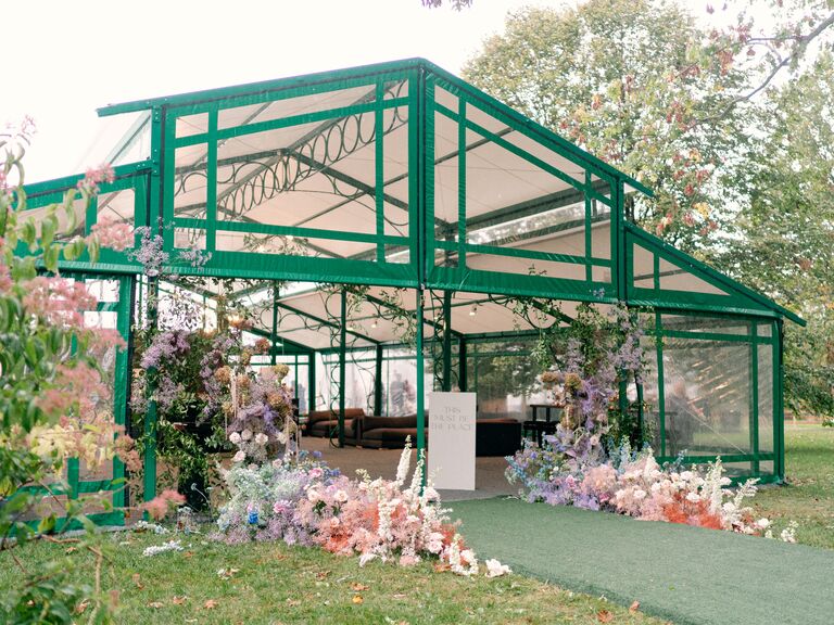 greenhouse-inspired wedding reception marquee tent