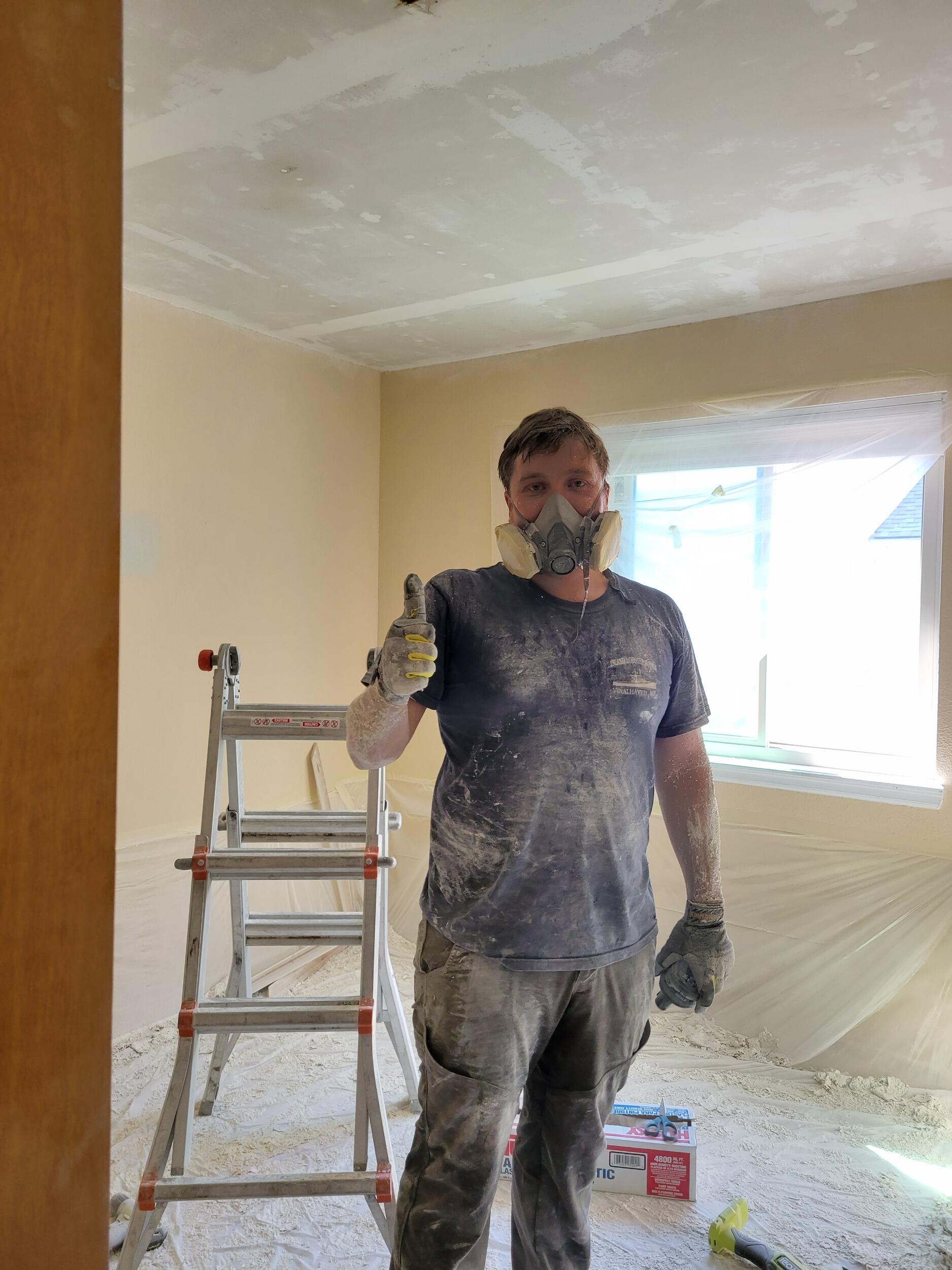 Scraping popcorn ceilings as one of our early "dates"