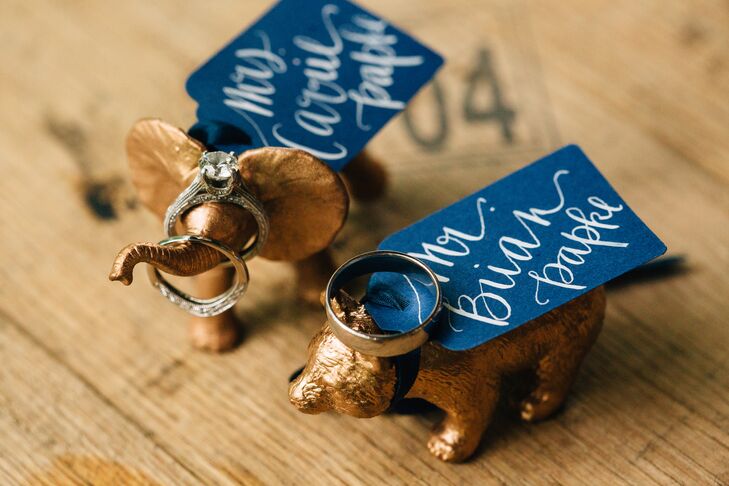 Gold Animal Escort Cards with Calligraphed Tags