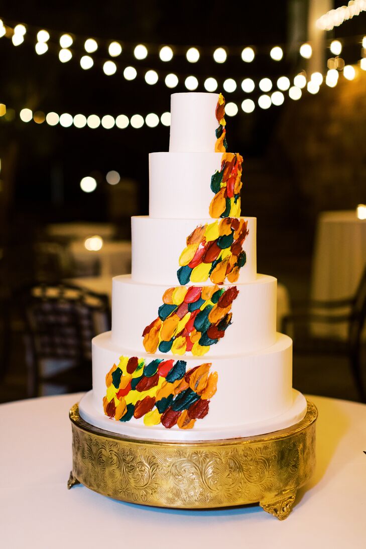 Paint-Inspired Cake at Ballantyne Country Club Wedding in Charlotte, North Carolina