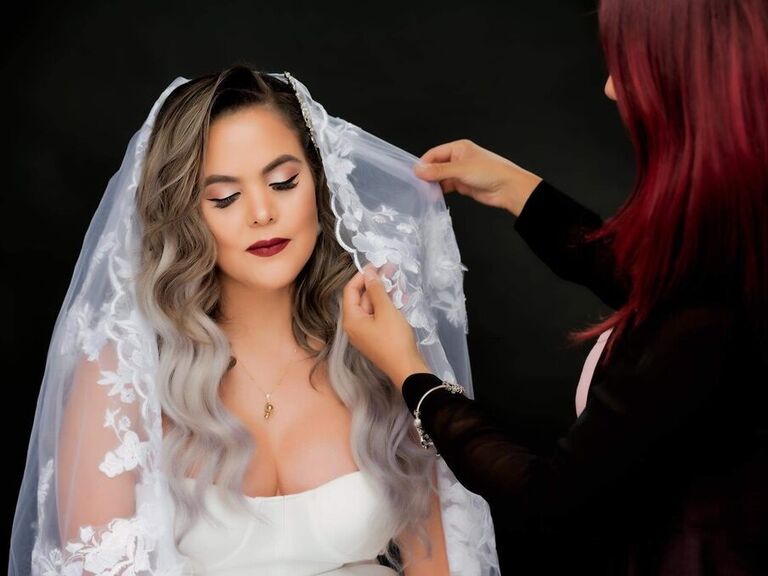 Tampa bride with her hair and makeup done for her wedding day. 