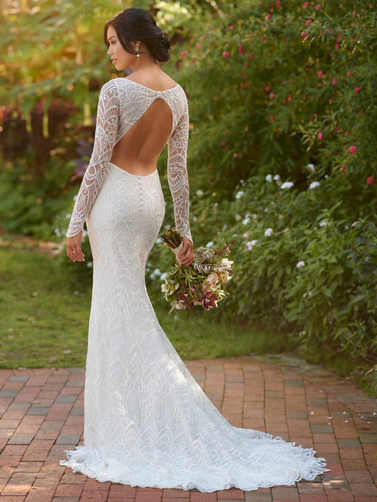 Lace Wedding Dresses With Sleeves And Open Back