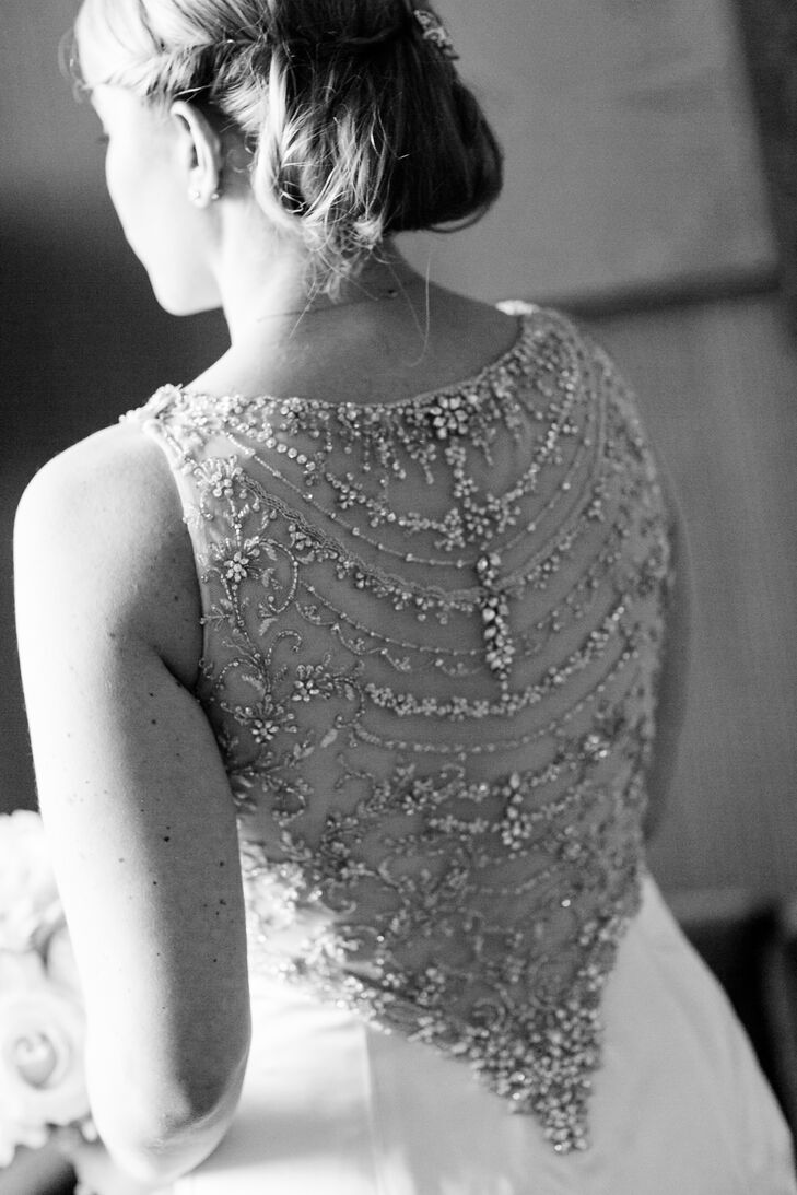 Sleeveless Lazaro Wedding Dress With Embellished Back Detail