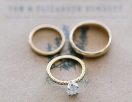 gold wedding rings and engagement ring