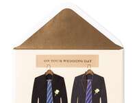 Groom and groom suits wedding day card