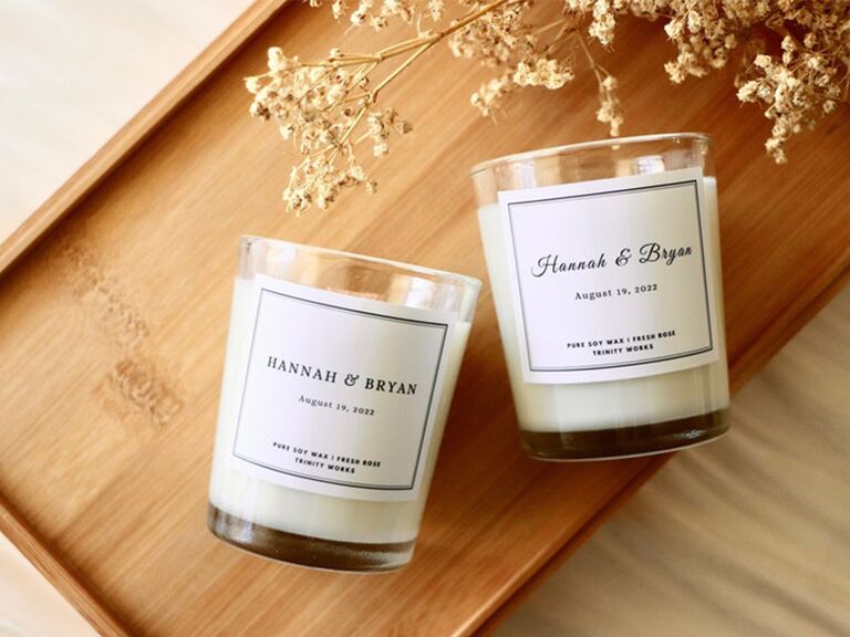 Custom candle wedding favors