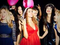 women partying at a bachelorette party