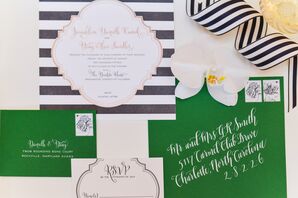 Black, White and Green Invitations