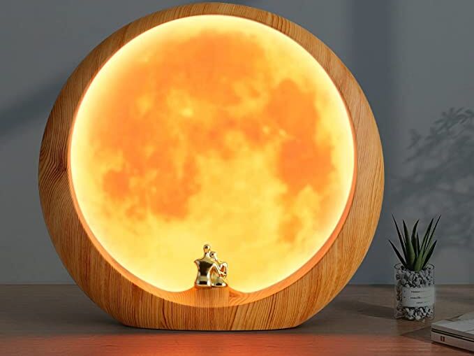 Moon shaped lamp featuring a couple looking at the light last-minute anniversary gift